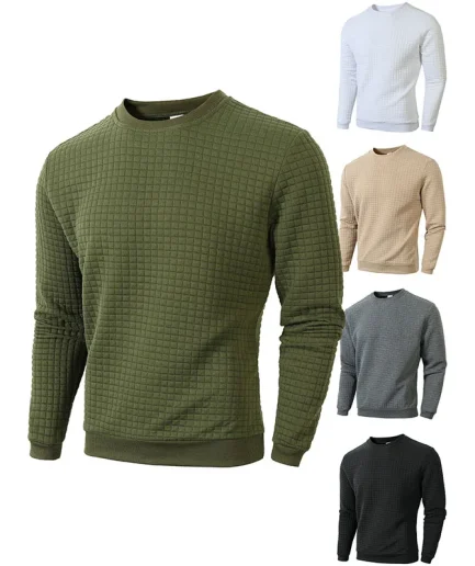 New Men's Pullover Sweatshirts Casual Long Sleeve Crew Neck Knitted Plain Dyed Men Clothing Solid Color Sweatshirts