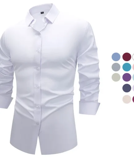 Autumn Men's Dress Shirts Casual Long Sleeve Work Clothes Business Breathable Slim Fit Men Fashion Shirts