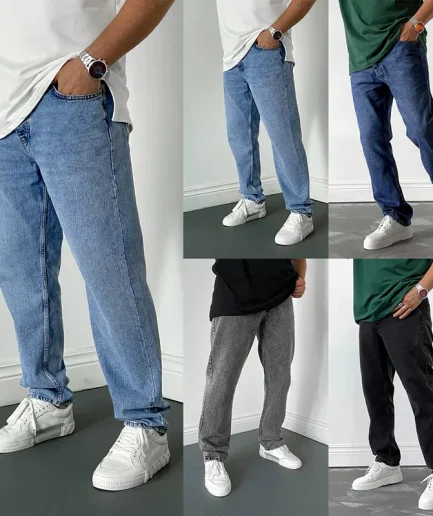 New Men's Jeans Korean Version Casual Pants High Street Straight Loose Wide Leg Jeans Black Grey Blue Baggy Jeans