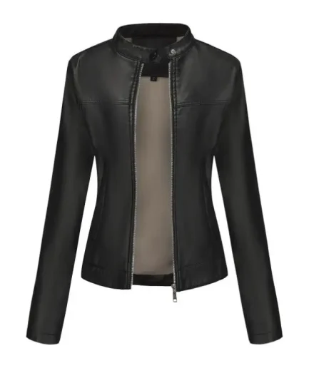 New Vintage Women PU Jacket Women High Street Techwear Oversize Faux Leather Moto Biker Coats Punk Casual Cropped Outerwear