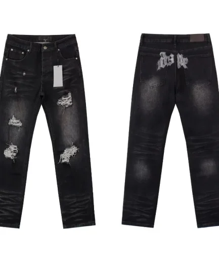 High Quality Spring Summer Streetwear Ripped Jeans Designer Trending Hip Hop Style Washed Techniques Jeans