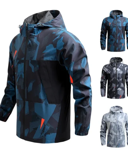 Autumn Men's Windproof Jackets Casual Camouflage Hooded Coats Male Gym Quick Dry Breathable Outerwear Jacket