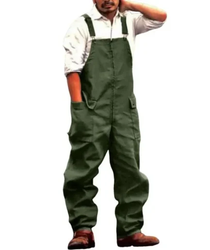 New Men's Jumpsuit Streetwear Solid Color Overalls Pockets Loose Suspenders Baggy Work Wear Cargo Pants for Men