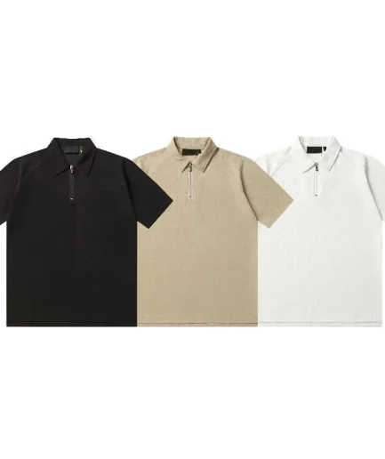 Designer Classic Letter Print Men Zipper Polo T-shirts Casual Lapel Solid Color Short Sleeve Men's Loose Fit Polo Shirt T-shirt