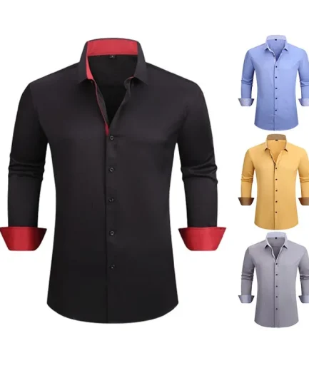 New Men's Dress Shirt High Quality Long Sleeve Business Casual Fashion Breathable Anti Wrinkle Slim Fit Men Shirts