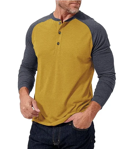 Men Casual Autumn Pullover Tops Color Blocking Long Sleeve O Neck Underwear Tee Streetwear Slim Fit T Shirt for Men