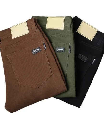 3 Colors Autumn New Men's Slim Jeans Fashion Brown Business Casual Stretch Denim Pants Male Brand Trousers