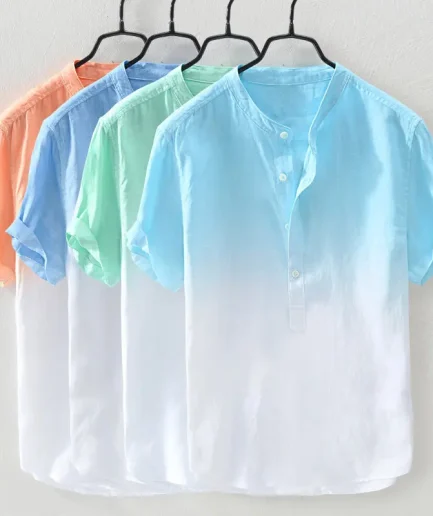 New Men's Casual Blouse Breathable Shirt Loose Short Sleeve Shirts Summer Casual Handsome Men's Shirts