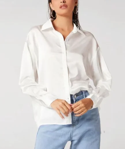 New Long Sleeved Satin Shirt for Women Fashionable Design New Style Solid Color OL Work Ladies Shirts