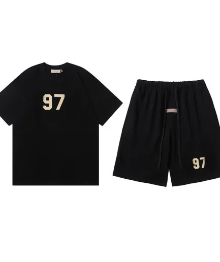 Unisex Heavyweight T-shirt and Shorts Set Blank Oversized Two Piece Mens Shorts and Sleeves T-shirt