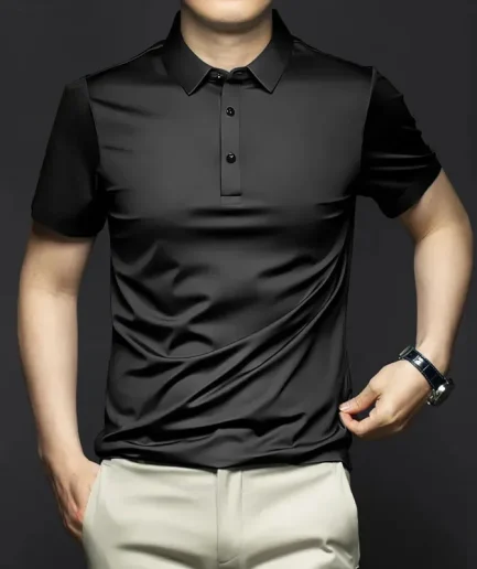 High Quality Men's Polo Shirts Summer Solid Color Non-iron Wrinkle-resistant Tops Business Breathable Comfortable Polo