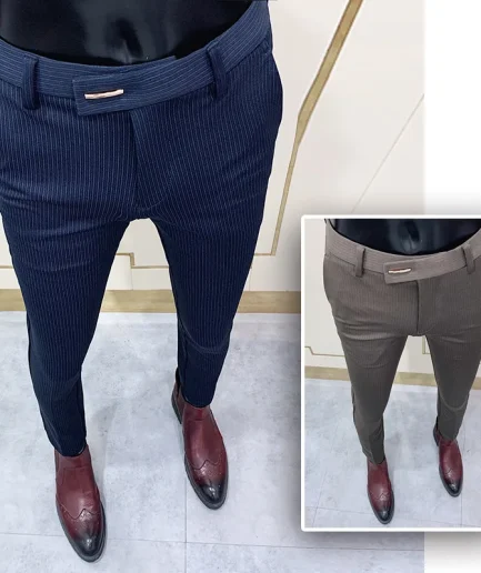 Summer New Men's Casual Business Dress Pants Fashion Social Solid Wedding Party Suit Pants Slim Male Fit Suit Pants