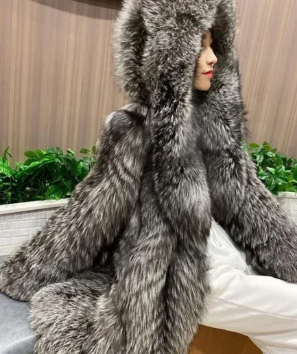 Autumn Winter Warm Women's Fur Coat Casual Faux Fox Hair Fashion Long Overcoat New Hooded Women Winter Coat