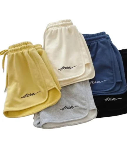 Women's Shorts Summer Solid Color High Waist Hot Pants Casual Loose Sports Pants Elastic Waist Girls Cycling Shorts