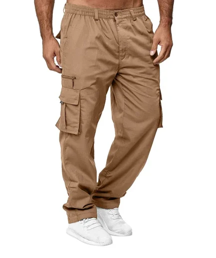 Men's Cargo Trousers Elastic Waist Elastic Multi-pocket Loose Work Pants Outdoor Fitness Sports Casual Pants